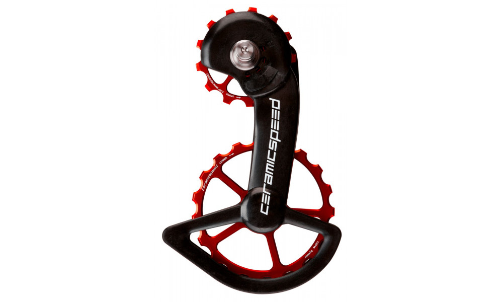 Tension and guide pulley set CeramicSpeed Oversized for Shimano 9100/R8000 Series Coated Alloy 607 red (106318) 