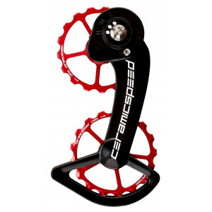 Tension and guide pulley set CeramicSpeed Oversized for SRAM 11s eTap Coated Alloy 607 red (101655)
