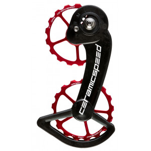 Tension and guide pulley set CeramicSpeed Oversized for SRAM 10+11s Mechanical Coated Alloy 607 red (101665)