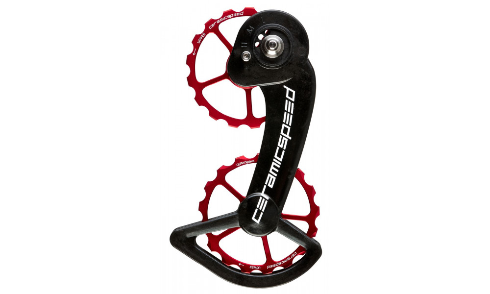 Tension and guide pulley set CeramicSpeed Oversized for SRAM 10+11s Mechanical Coated Alloy 607 red (101665) 