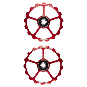 Tension and guide pulley set CeramicSpeed Oversized (spare) Alloy 607 stainless steel red (101672)