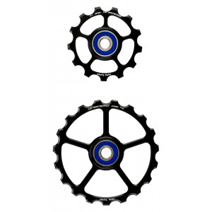 Tension and guide pulley set CeramicSpeed Oversized (spare) Alloy 607 stainless steel black (102414)