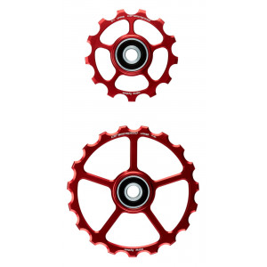 Tension and guide pulley set CeramicSpeed Oversized (spare) Alloy 607 stainless steel red (102415)