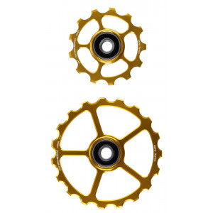 Tension and guide pulley set CeramicSpeed Oversized Alloy 607 stainless steel gold (110202)