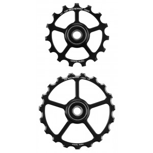 Tension and guide pulley set CeramicSpeed Oversized (spare) Alloy 607 stainless steel black (107847)