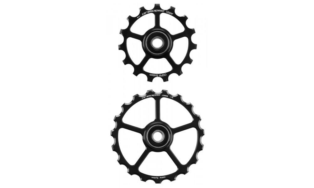 Tension and guide pulley set CeramicSpeed Oversized (spare) Alloy 607 stainless steel black (107847) 