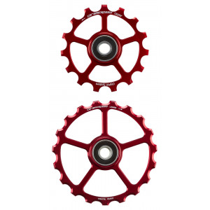 Tension and guide pulley set CeramicSpeed Oversized (spare) Alloy 607 stainless steel red (107849)