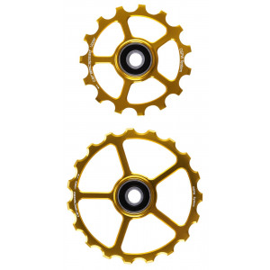 Tension and guide pulley set CeramicSpeed Oversized Alloy 607 stainless steel gold (110204)