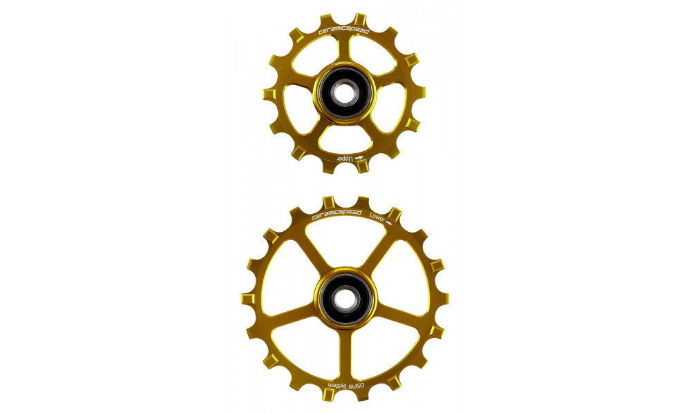 Tension and guide pulley set CeramicSpeed Oversized (spare) Alloy 607 stainless steel gold (108299) 