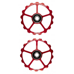 Tension and guide pulley set CeramicSpeed Oversized (spare) Coated Alloy 607 red (101673)