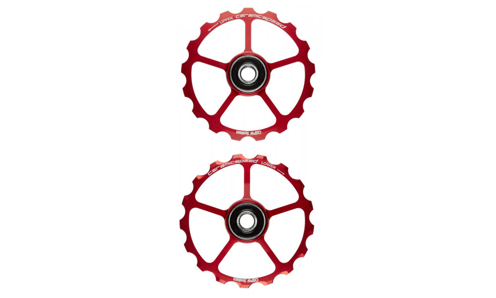 Tension and guide pulley set CeramicSpeed Oversized (spare) Coated Alloy 607 red (101673) 