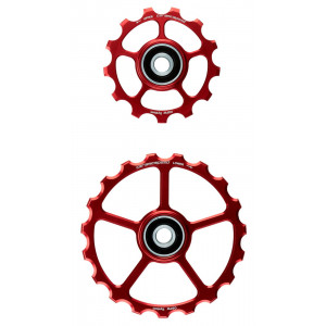 Tension and guide pulley set CeramicSpeed Oversized (spare) Coated Alloy 607 red (102429)