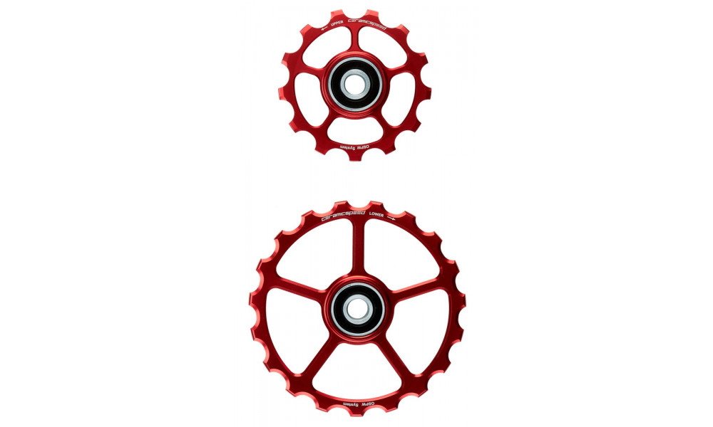 Tension and guide pulley set CeramicSpeed Oversized (spare) Coated Alloy 607 red (102429) 