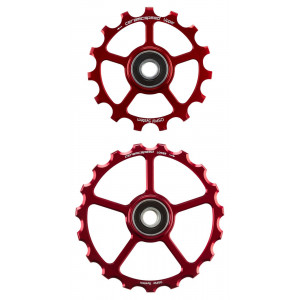 Tension and guide pulley set CeramicSpeed Oversized (spare) Coated Alloy 607 red (107850)