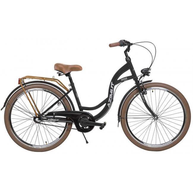 Bicycle AZIMUT Vintage 26" 3-speed 2023 black-cream matt