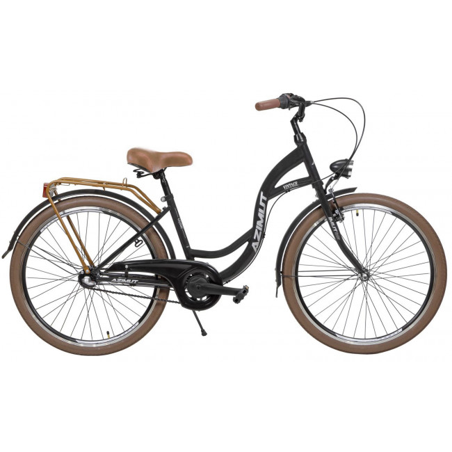 Велосипед AZIMUT Vintage 26" 3-speed 2024 black-cream matt