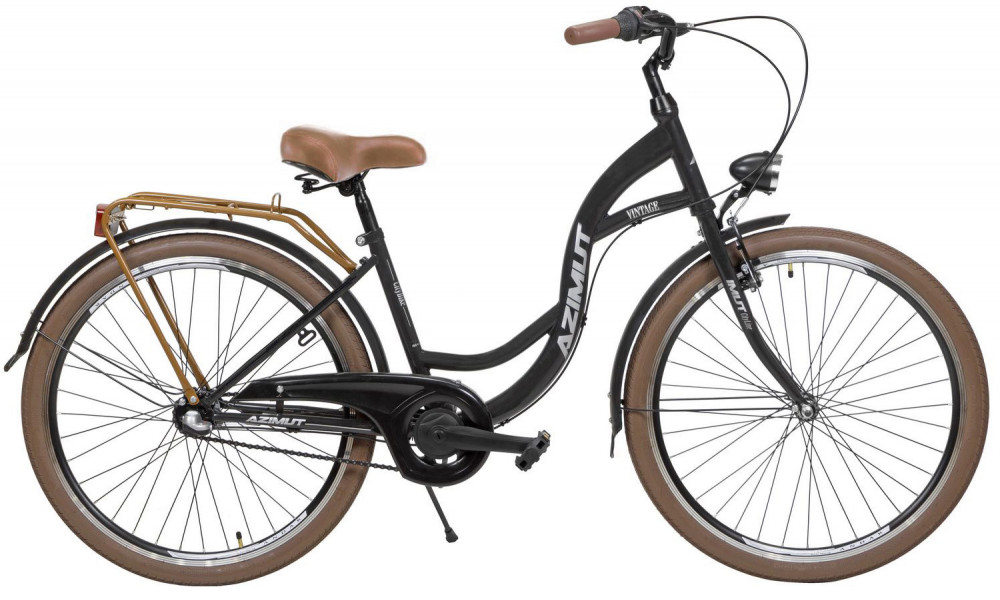 Велосипед AZIMUT Vintage 26" 3-speed 2024 black-cream matt 