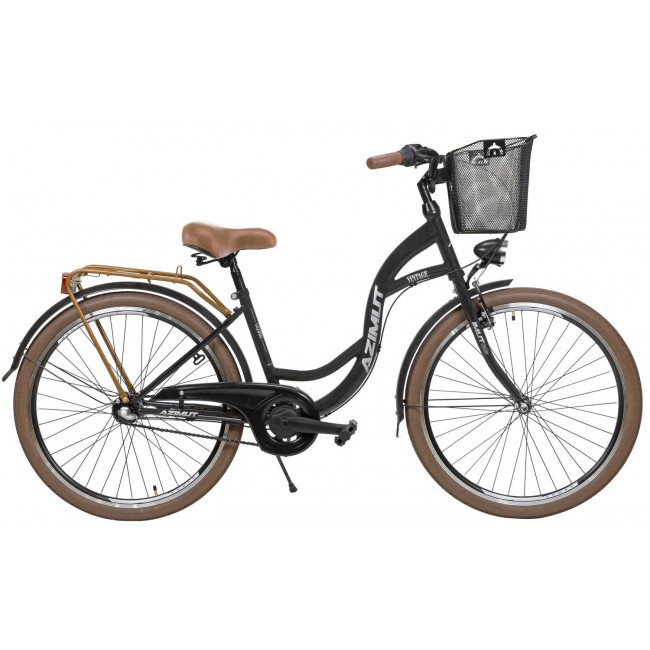 Bicycle AZIMUT Vintage 26" 3-speed 2023 with basket black-cream matt