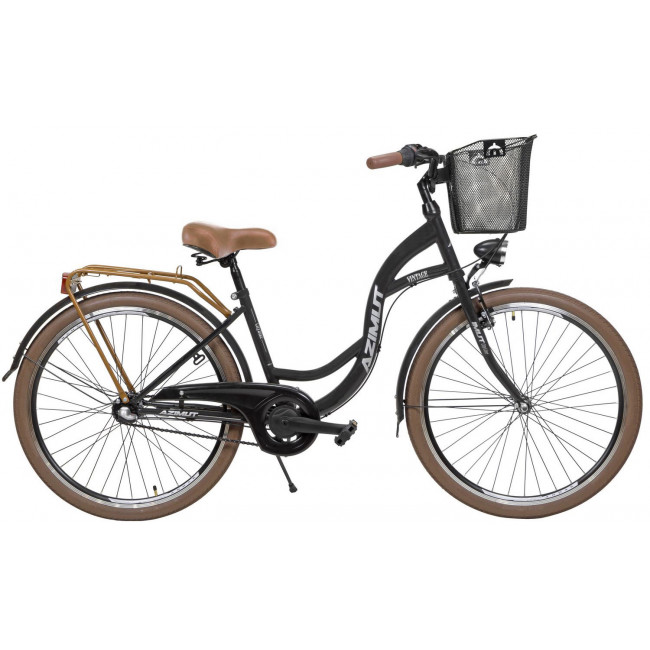 Bicycle AZIMUT Vintage 26" 3-speed 2024 with basket black-cream matt