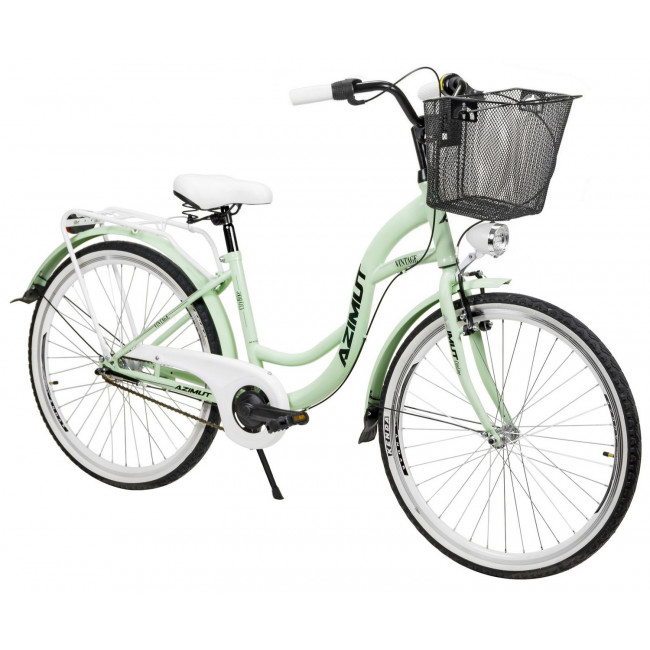 Велосипед AZIMUT Vintage 26" 3-speed 2024 su krepseliu mint-white matt