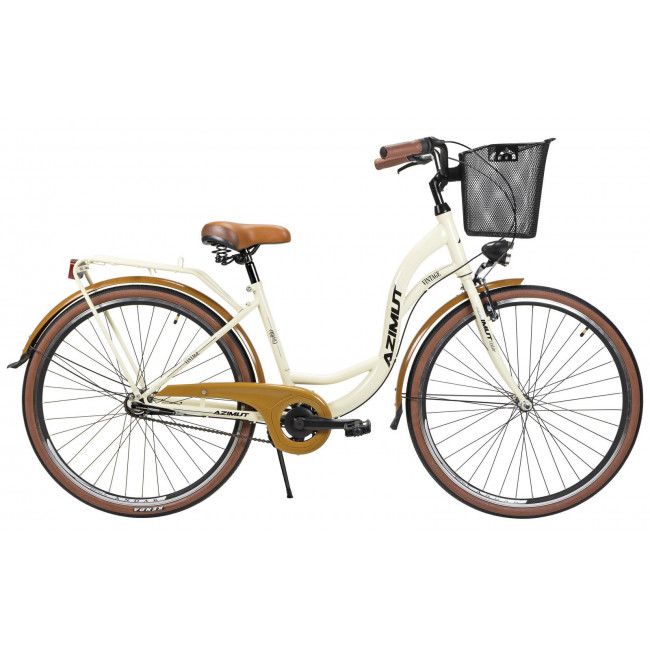 Bicycle AZIMUT Vintage 28" 3-speed 2024 with basket cream-brown semi-matt