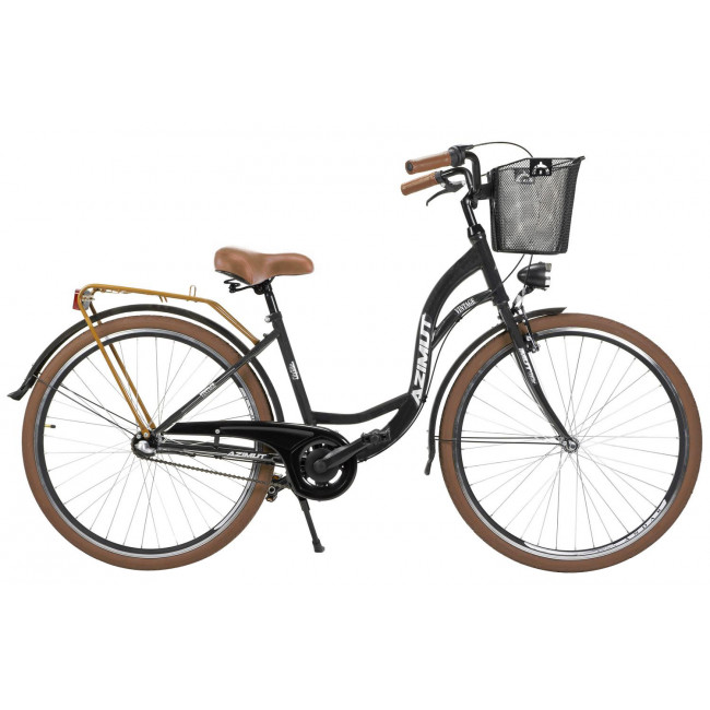 Bicycle AZIMUT Vintage 28" 3-speed 2023 with basket black-cream matt