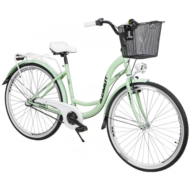 Bicycle AZIMUT Vintage 28" 3-speed 2023 with basket mint-white matt