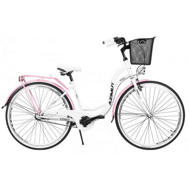 Bicycle AZIMUT Vintage 28" 3-speed 2023 with basket white-pink shiny