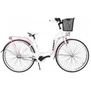 Bicycle AZIMUT Vintage 28" 3-speed 2024 with basket white-pink shiny