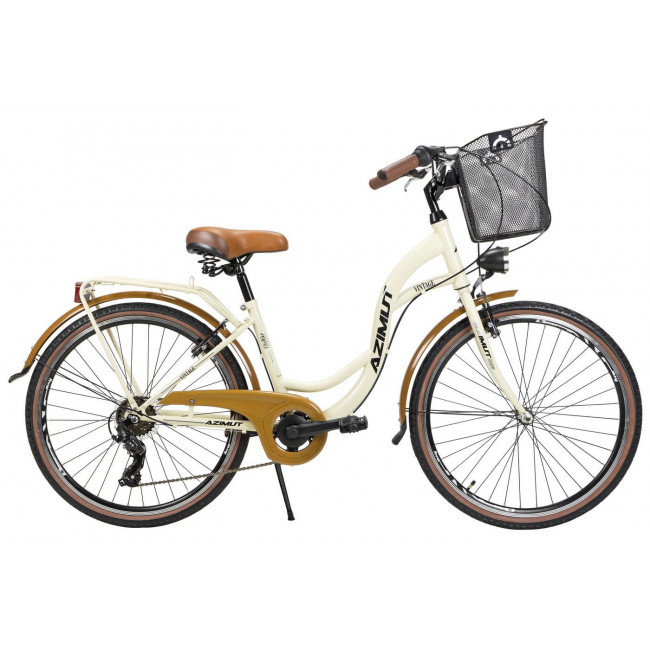 Bicycle AZIMUT Vintage TX-7 26" 2024 with basket cream-brown shiny