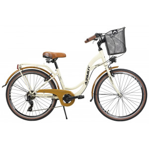 Bicycle AZIMUT Vintage TX-7 26" 2023 with basket cream-brown shiny