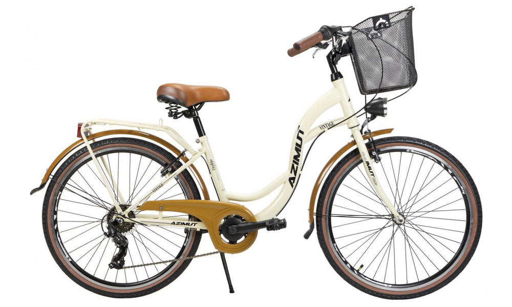 Bicycle AZIMUT Vintage TX-7 26" 2024 with basket cream-brown shiny 