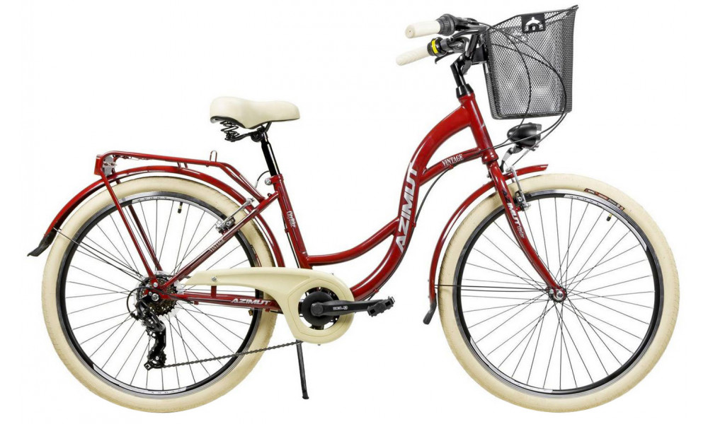 Bicycle AZIMUT Vintage TX-7 26" 2024 with basket burgund-cream shiny - 9