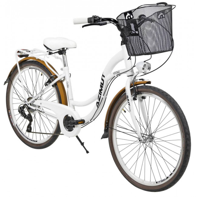 Bicycle AZIMUT Vintage TX-7 26" 2024 with basket white-cream matt