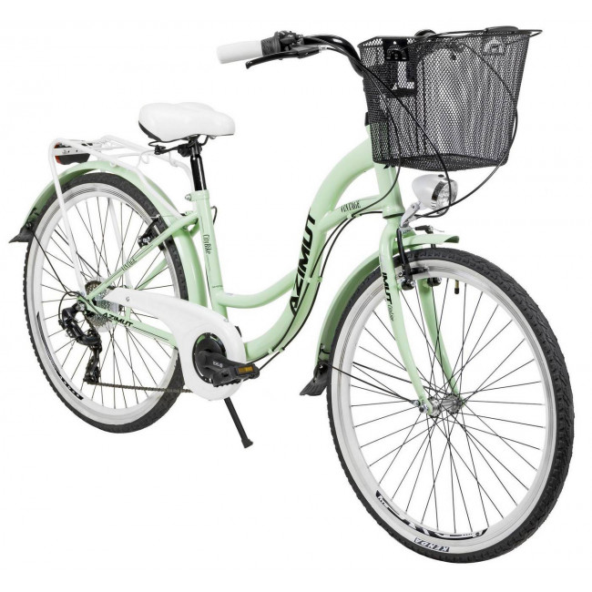 Bicycle AZIMUT Vintage TX-7 26" 2023 with basket mint-white shiny