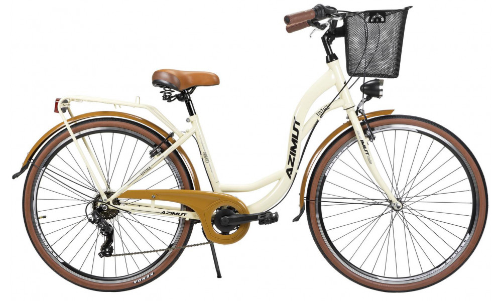 Bicycle AZIMUT Vintage TX-7 28" 2024 with basket cream-brown semi-matt 