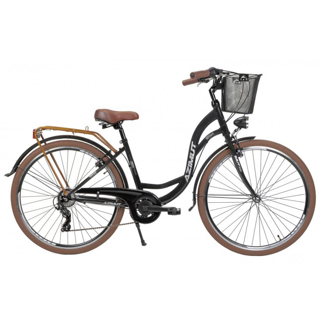 Bicycle AZIMUT Vintage TX-7 28" 2025 with basket black-cream matt