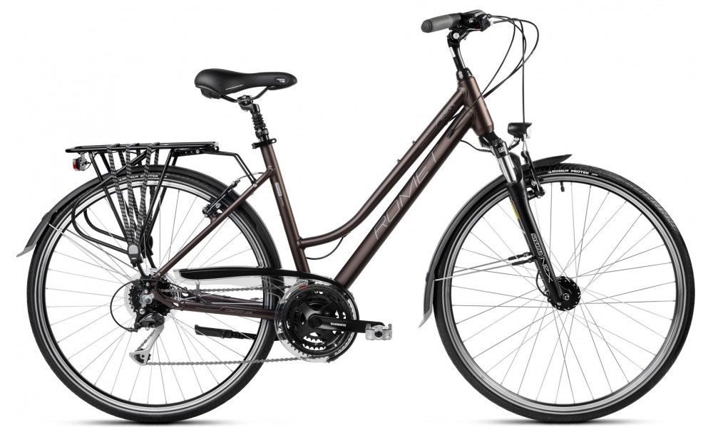 Велосипед Romet Gazela 5 28" 2023 dark brown-grey - 1