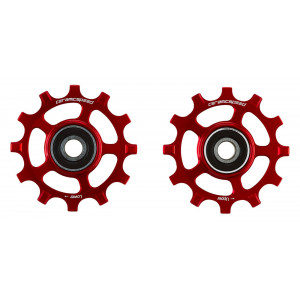 Tension and guide pulley set CeramicSpeed for Shimano 11s 12-tooth NW 9100/8000/RX800/GRX Coated Alloy 607 red (108566)