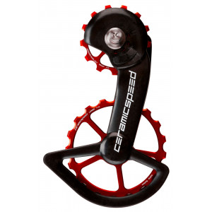 Tension and guide pulley set CeramicSpeed Oversized for Shimano 9100/R8000 Series Alloy 607 stainless steel red (106315)