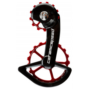 Tension and guide pulley set CeramicSpeed Oversized for Shimano 9250/8150 Series Alloy 607 stainless steel red (110498)