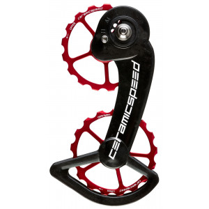 Tension and guide pulley set CeramicSpeed Oversized for SRAM 10+11s Mechanical Alloy 607 stainless steel red (101663)