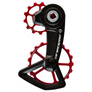 Tension and guide pulley set CeramicSpeed Oversized X for SRAM Red/Force/Rival AXS XPLR Alloy 607 stainless steel red (111344)