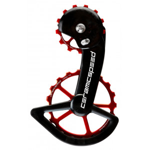 Tension and guide pulley set CeramicSpeed Oversized X for Shimano GRX810/815/Ultegra RX800/805 Coated Alloy 607 red (108532)