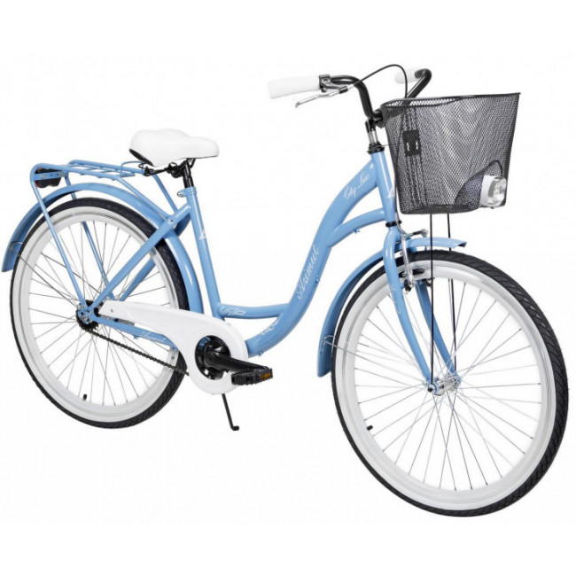 Bicycle AZIMUT City Lux 26" 2023 with basket light blue-white