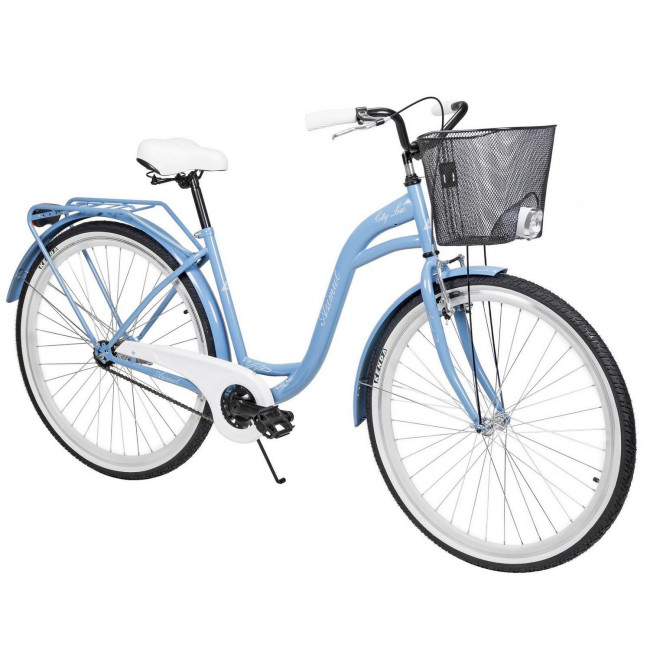 Bicycle AZIMUT City Lux 28" 2023 with basket light blue-white