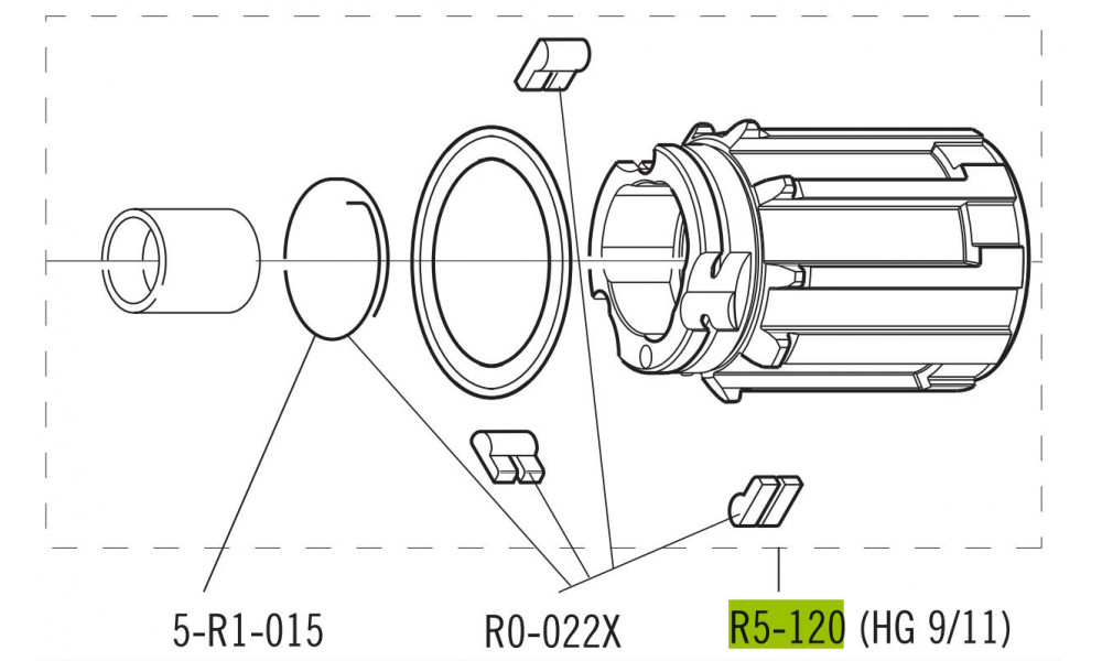 Корпус втулки Fulcrum R5-120 Road for Shimano HG and SRAM 8/9/10/11-speed cassettes 