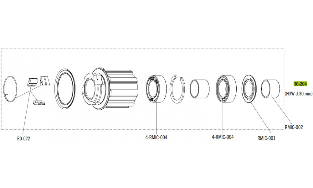 Freewheel body Fulcrum 30mm for Campagnolo N3W 13-speed cassettes 